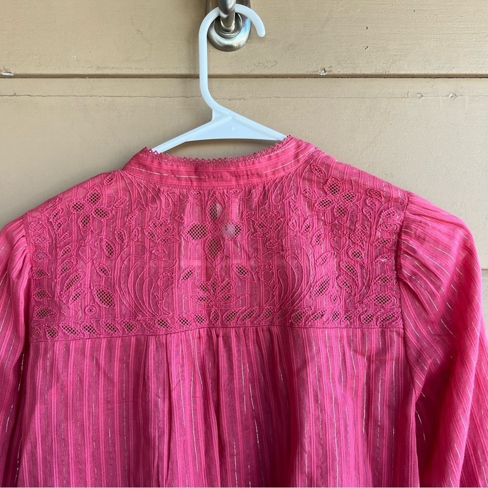 PILCRO ANTHROPOLOGIE The Victoria Lace Button Down in Pink Size 0 Boho Beach - Picture 10 of 11